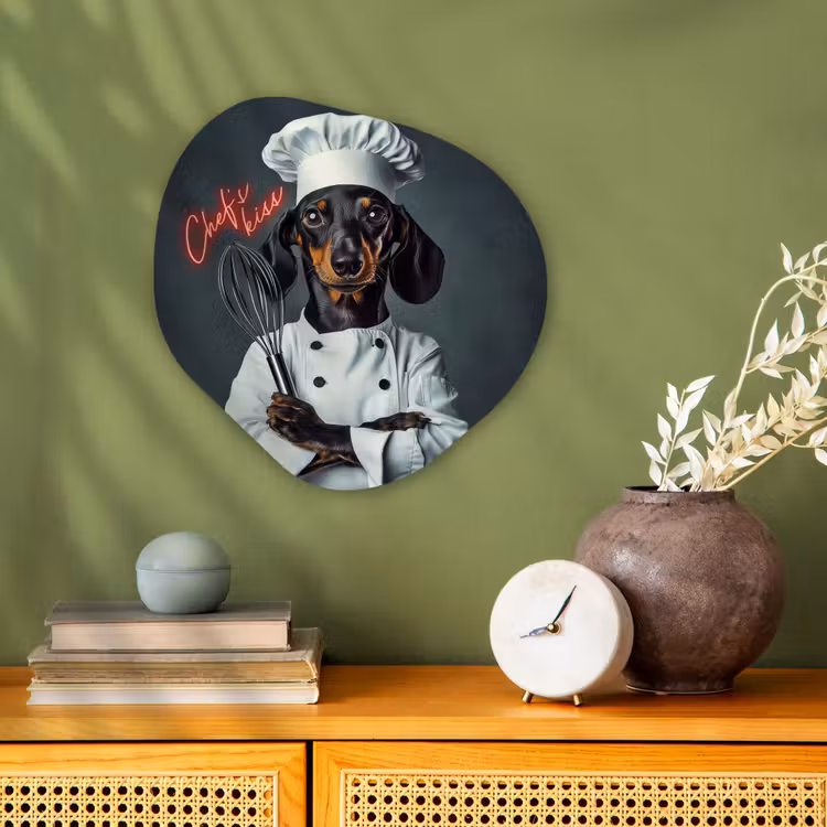 Organisch schilderij - Forex - Quote - Neon - Hond - Kokskleding — 2