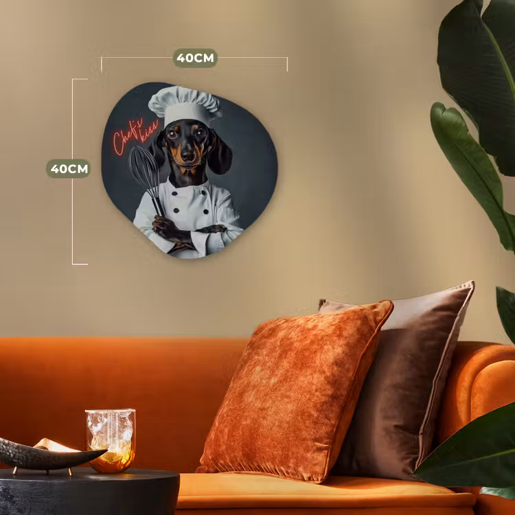 Organisch schilderij - Forex - Quote - Neon - Hond - Kokskleding — 4