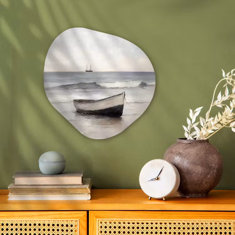 Organisch schilderij - Forex - Roeiboot - Zee - Horizon — 2