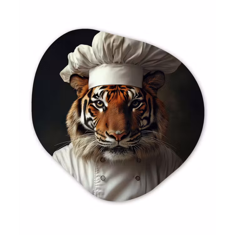 Organisch schilderij - Forex - Tijger - Kokskleding - Bruin — 1