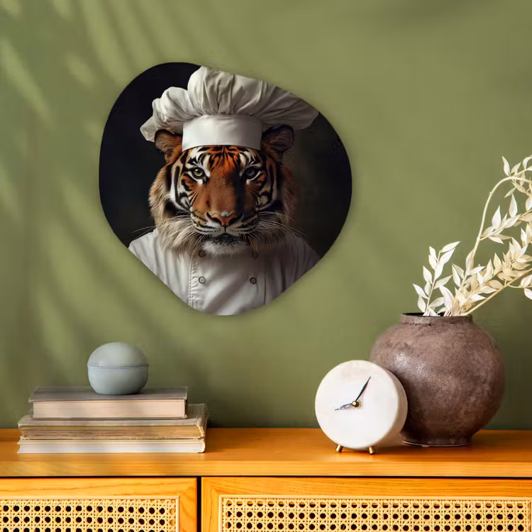 Organisch schilderij - Forex - Tijger - Kokskleding - Bruin — 2