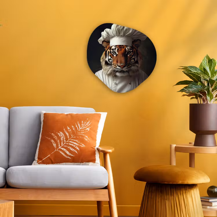 Organisch schilderij - Forex - Tijger - Kokskleding - Bruin — 3