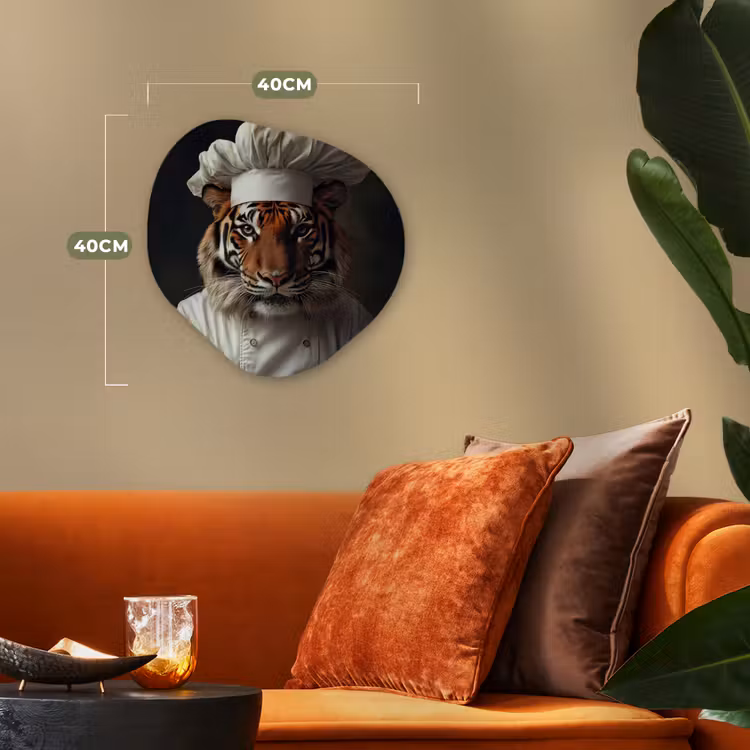 Organisch schilderij - Forex - Tijger - Kokskleding - Bruin — 4
