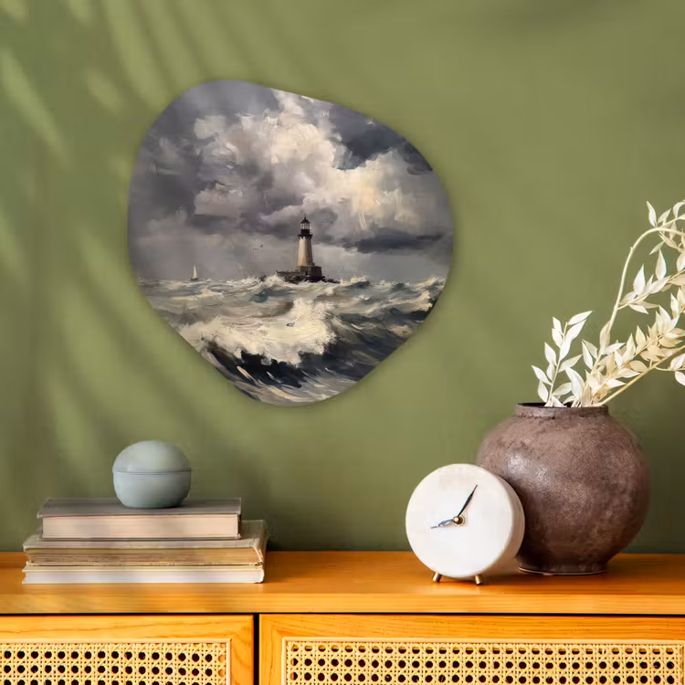 Organisch schilderij - Forex - Vuurtoren - Golven - Storm — 2