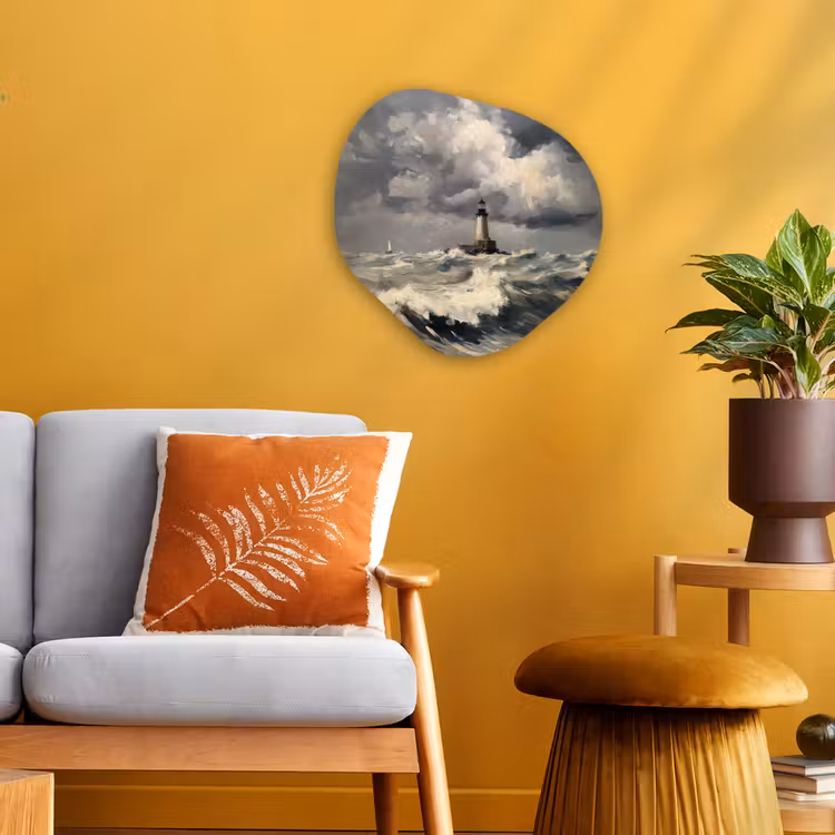 Organisch schilderij - Forex - Vuurtoren - Golven - Storm — 3