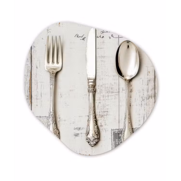 Organisch schilderij - Forex - Zilver - Bestek - Hout — 1