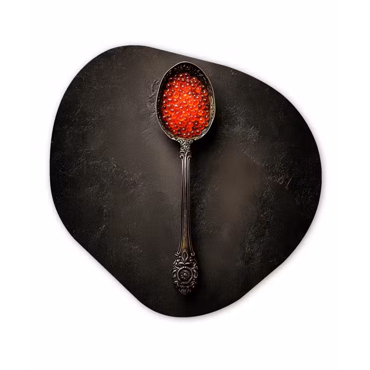 Organisch schilderij - Forex - Zwart - Lepel - Caviar — 1