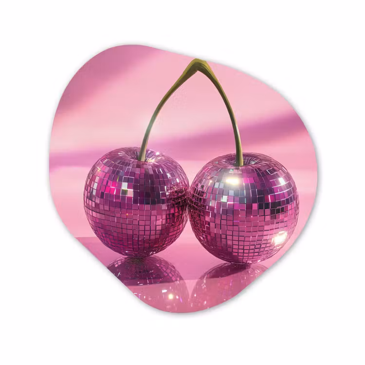 Organische vorm aluminium - Glitter - Discobol - Roze - Kersen — 1