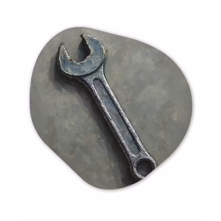 Organisch schilderij - Forex - Steeksleutel - Schilderij - Gereedschap - Verf — 1