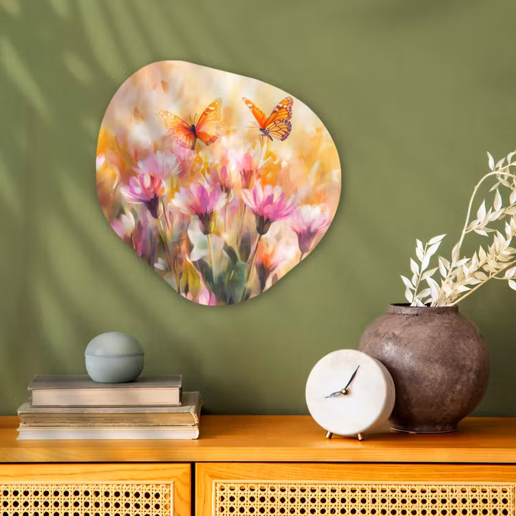 Organisch schilderij - Forex - Vlinders - Oranje - Bloemen — 2