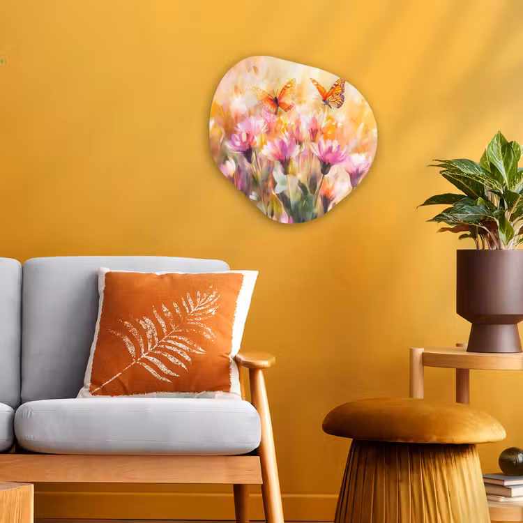 Organisch schilderij - Forex - Vlinders - Oranje - Bloemen — 3