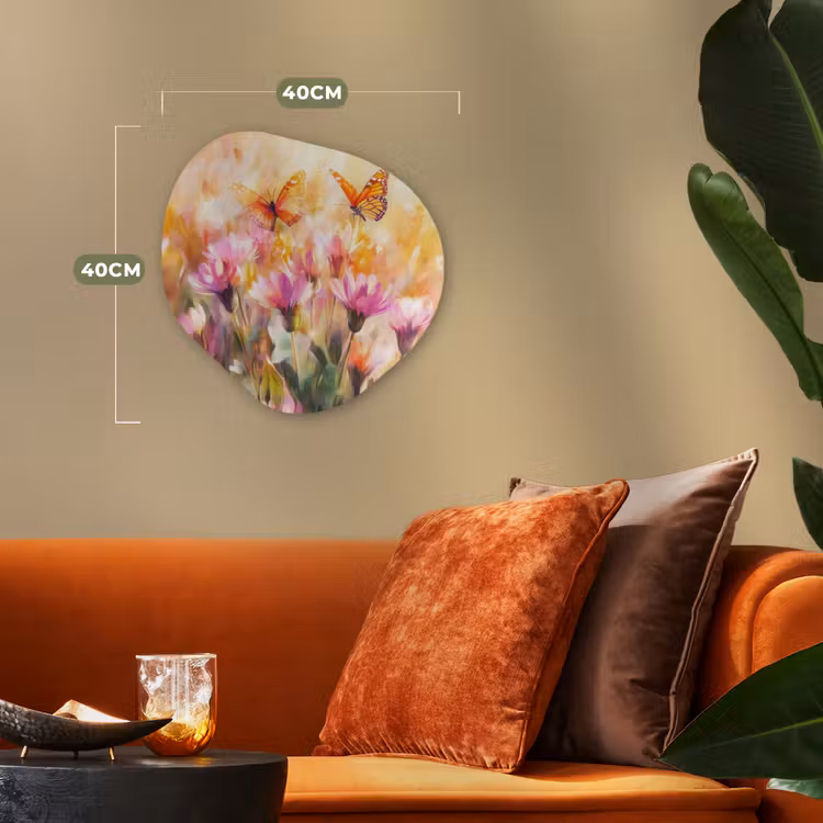Organisch schilderij - Forex - Vlinders - Oranje - Bloemen — 4