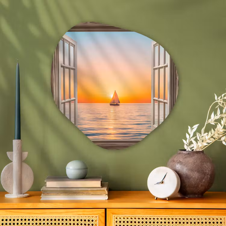 Organische vorm aluminium - Doorkijk - Zee - Boot - Zonsondergang — 2