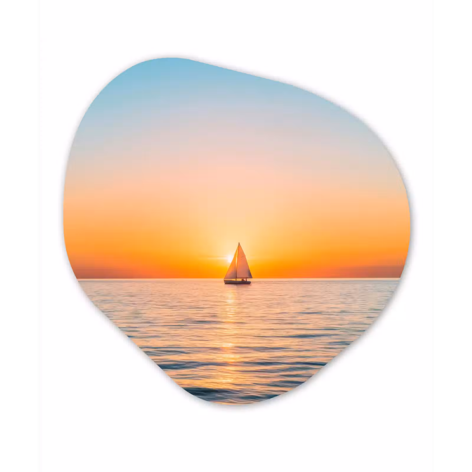 Organisch schilderij - Forex - Zee - Zeilboot - Zonsondergang — 1