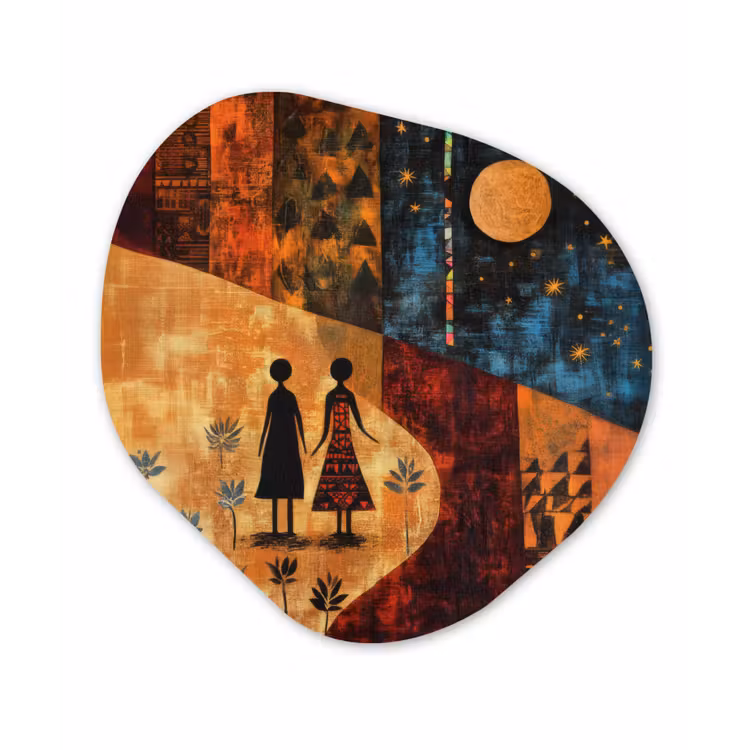 Organisch schilderij - Forex - Silhouetten - Abstract - Zon - Maan — 1