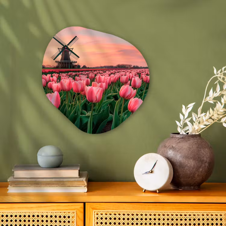 Organisch schilderij - Forex - Tulpen - Molen - Nederland — 2