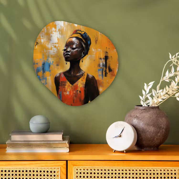 Organisch schilderij - Forex - Vrouw - Ogen - Penseelstreken - Geel — 2