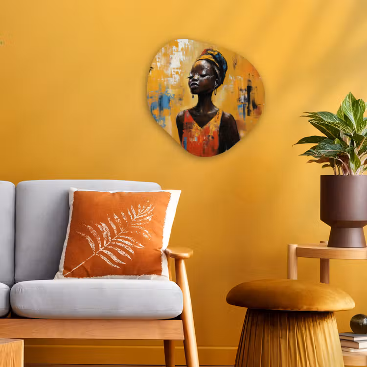 Organisch schilderij - Forex - Vrouw - Ogen - Penseelstreken - Geel — 3