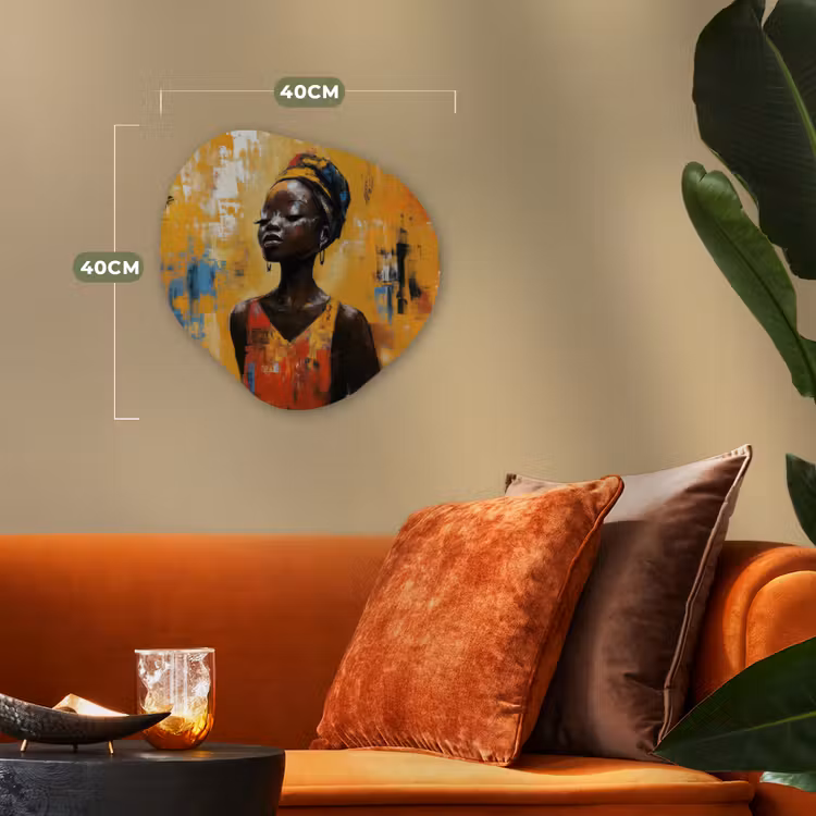 Organisch schilderij - Forex - Vrouw - Ogen - Penseelstreken - Geel — 4