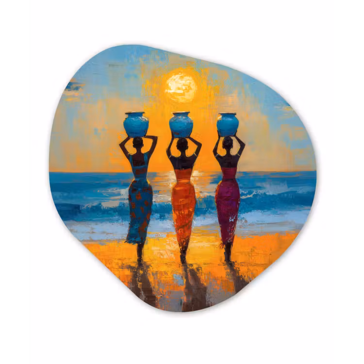 Organisch schilderij - Forex - Vrouwen - Strand - Zondsondergang — 1