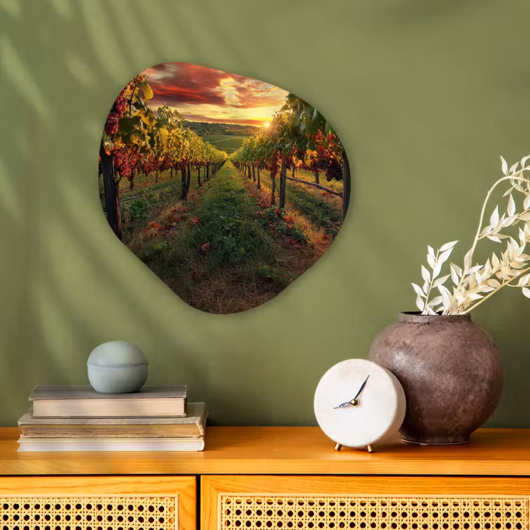 Organisch schilderij - Forex - Wijngaard - Druiven - Zonsondergang — 2