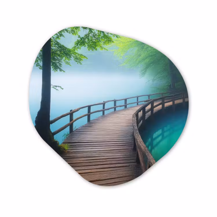 Organische vorm aluminium - Brug - Water - Rivier - Bos — 1
