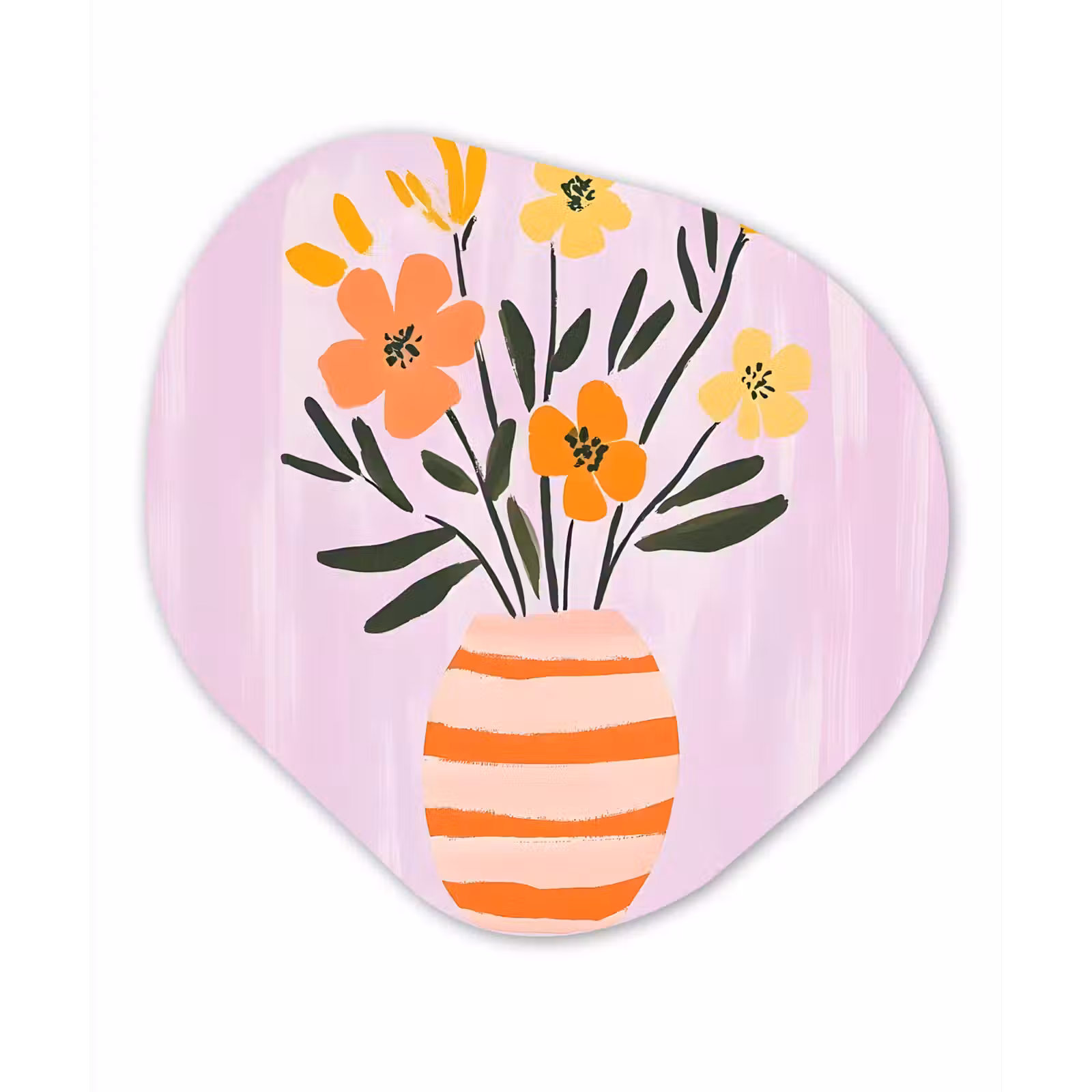 Organisch schilderij - Forex - Vaas - Gestreept - Bloemen - Oranje — 1