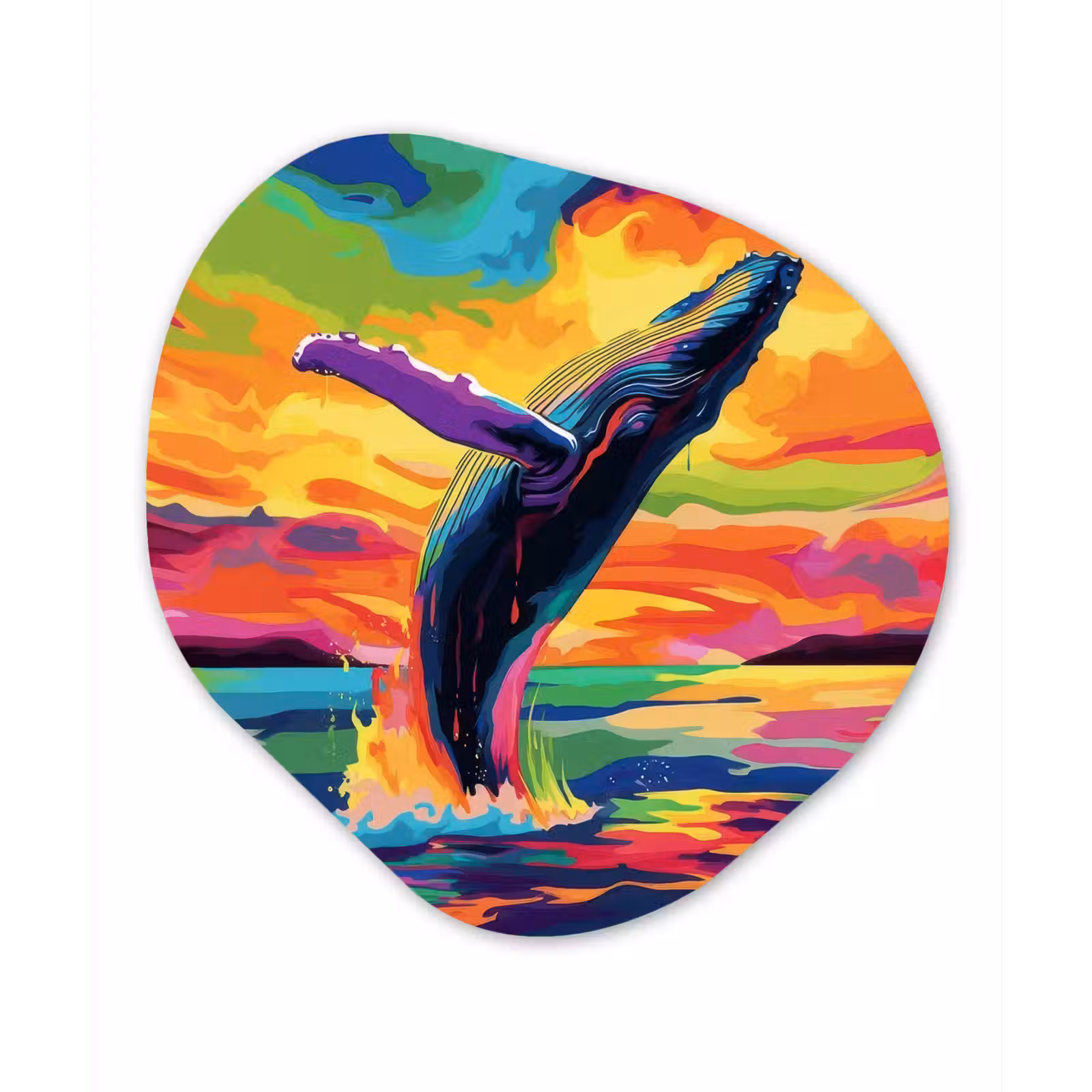Organisch schilderij - Forex - Zonsondergang - Walvis - Geschilderd - Kleurrijk — 1