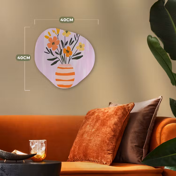Organisch schilderij - Forex - Vaas - Gestreept - Bloemen - Oranje — 4