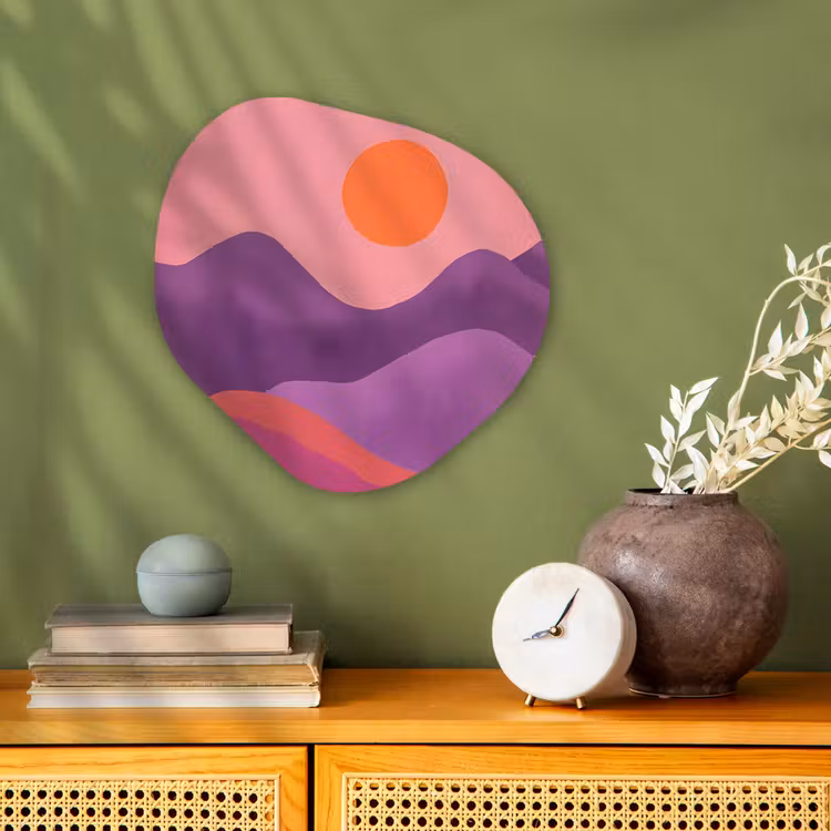 Organisch schilderij - Forex - Zon - Heuvels - Paars - Abstract — 2