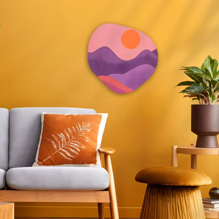 Organisch schilderij - Forex - Zon - Heuvels - Paars - Abstract — 3