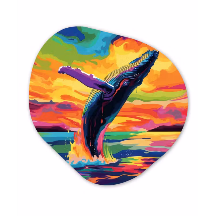 Organisch schilderij - Forex - Zonsondergang - Walvis - Geschilderd - Kleurrijk — 1