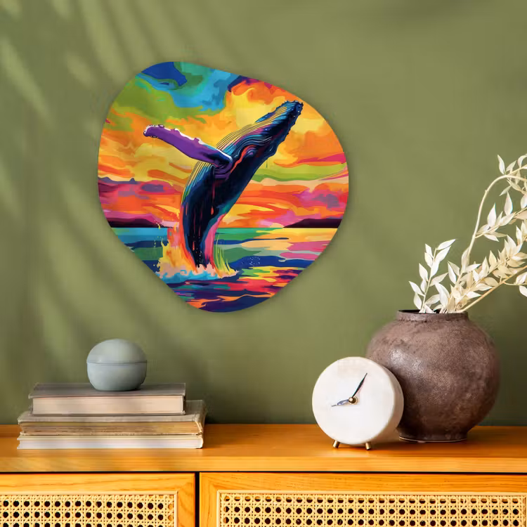 Organisch schilderij - Forex - Zonsondergang - Walvis - Geschilderd - Kleurrijk — 2