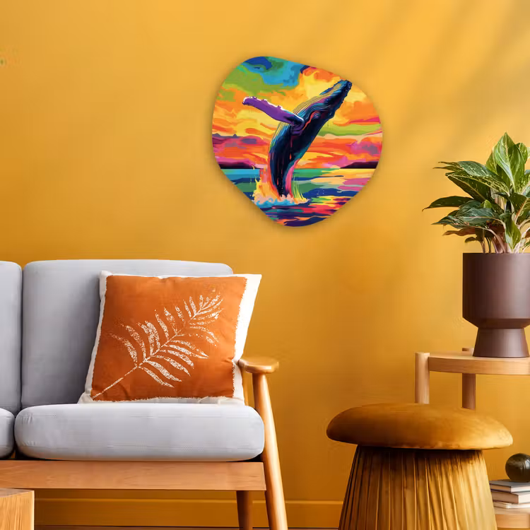 Organisch schilderij - Forex - Zonsondergang - Walvis - Geschilderd - Kleurrijk — 3