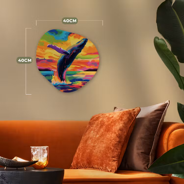 Organisch schilderij - Forex - Zonsondergang - Walvis - Geschilderd - Kleurrijk — 4