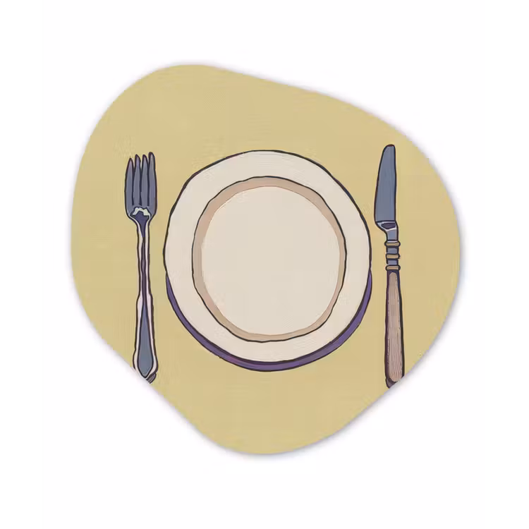 Organische vorm aluminium - Illustratie - Bord - Bestek - Beige — 1