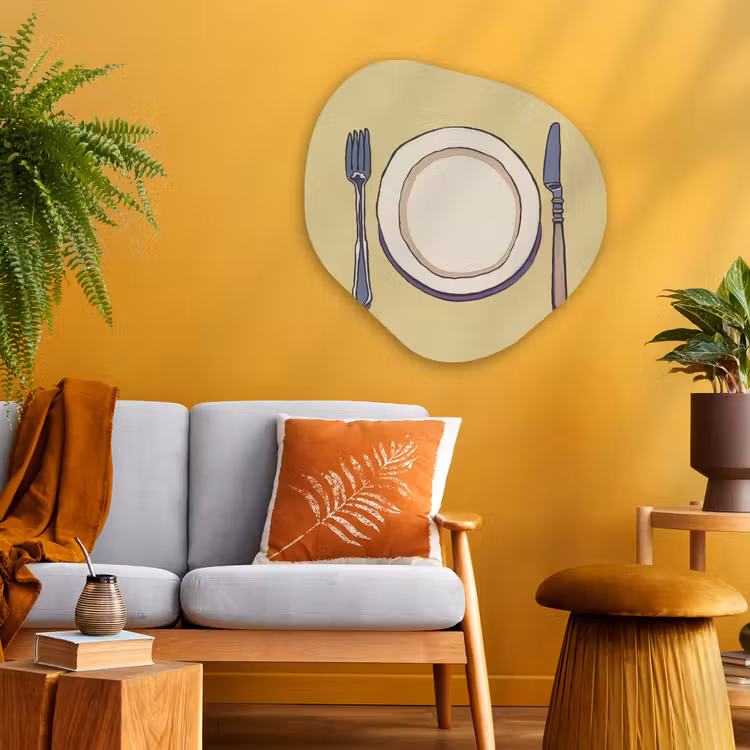 Organische vorm aluminium - Illustratie - Bord - Bestek - Beige — 3