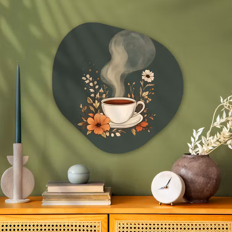 Organische vorm aluminium - Kop - Bloemen - Groen - Koffie — 2