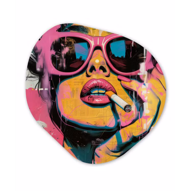 Organisch schilderij - Forex - Portret - Vrouw - Abstract - Zonnebril — 1