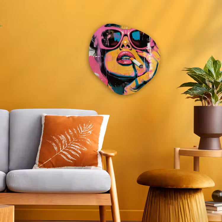 Organisch schilderij - Forex - Portret - Vrouw - Abstract - Zonnebril — 3