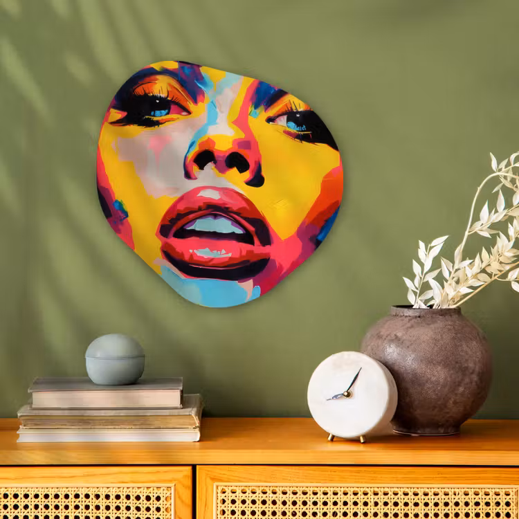 Organisch schilderij - Forex - Vrouw - Gezicht - Kleurrijk — 2