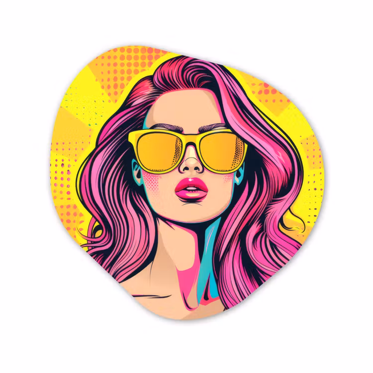 Organisch schilderij - Forex - Zonnebril - Vrouw - Zonnig - Geel — 1