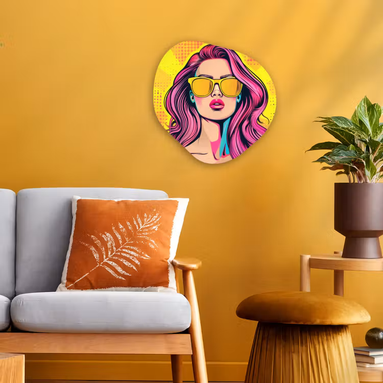 Organisch schilderij - Forex - Zonnebril - Vrouw - Zonnig - Geel — 3