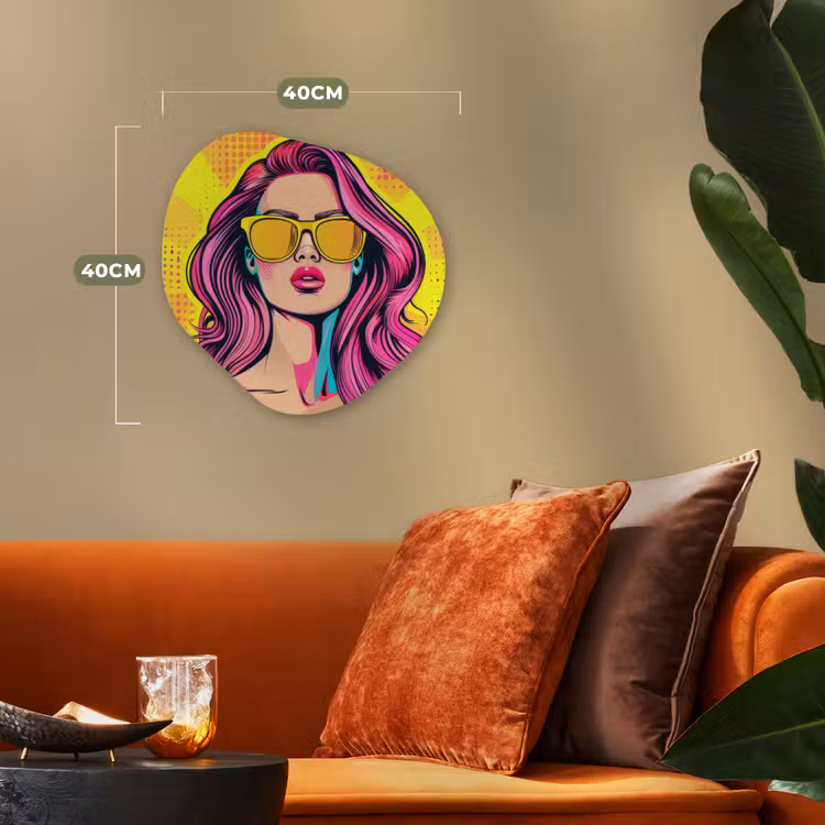 Organisch schilderij - Forex - Zonnebril - Vrouw - Zonnig - Geel — 4