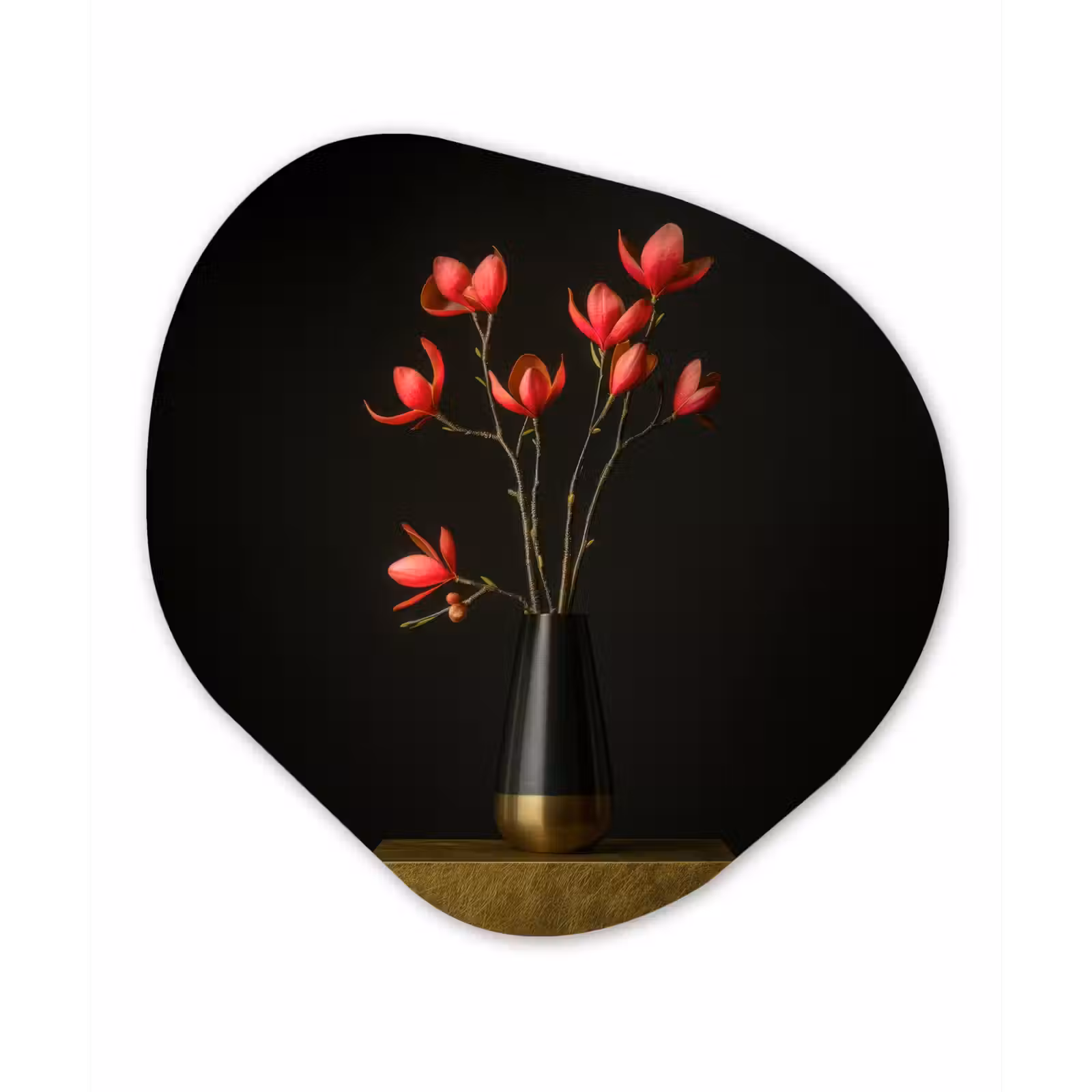 Organisch schilderij - Forex - Rode - Bloemen - Vaas — 1