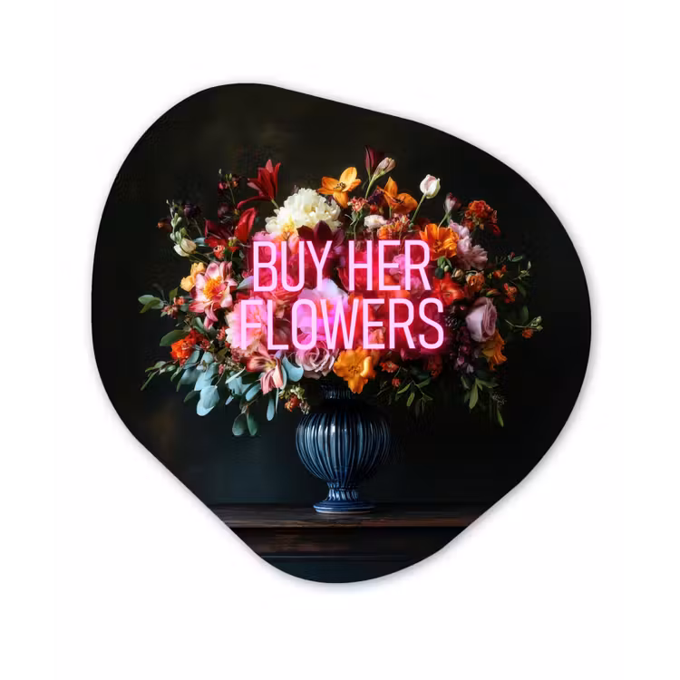 Organisch schilderij - Forex - Quote - Bloemen - Vaas - Neon — 1