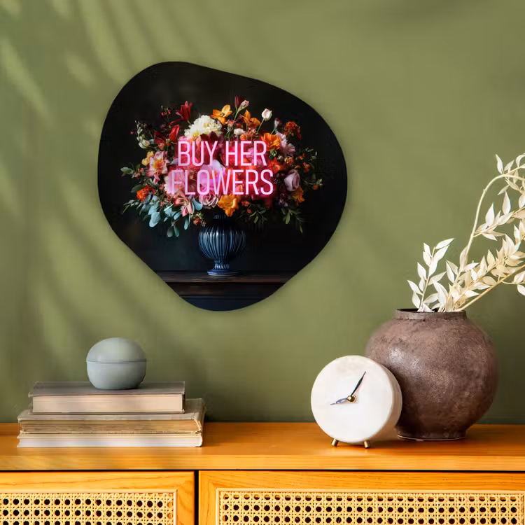 Organisch schilderij - Forex - Quote - Bloemen - Vaas - Neon — 2