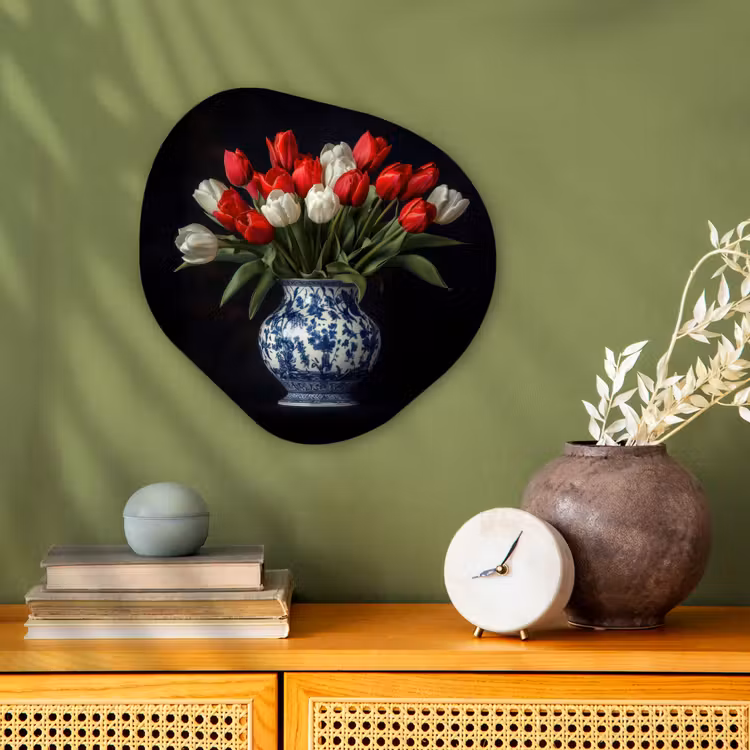 Organisch schilderij - Forex - Rode - Bloemen - Tulpen - Vaas — 2
