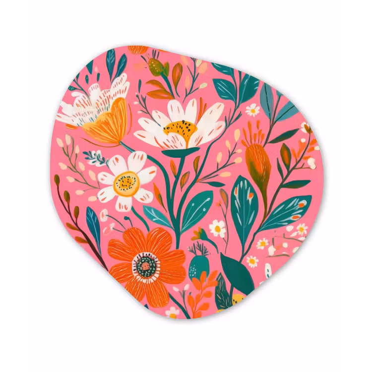 Organisch schilderij - Forex - Roze - Bloemen - Wit - Oranje — 1
