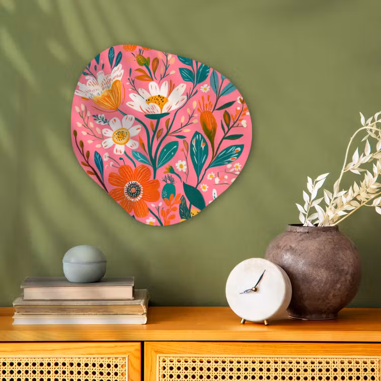 Organisch schilderij - Forex - Roze - Bloemen - Wit - Oranje — 2
